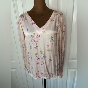 FRNCH Floral Satin Blouse - Light Pink, Made in Italy